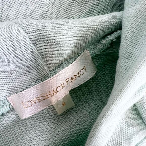 LoveShackFancy Sweatshirt Womens Small Light Green Long Sleeve Pullover Hooded - Picture 3 of 12